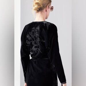 Zara Black Embroidered Long Kimono